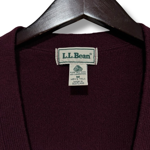 Vintage LL Bean Men's 100% Wool Cardigan Sweater Red Size Medium Tall 23 x 30 - Picture 5 of 5